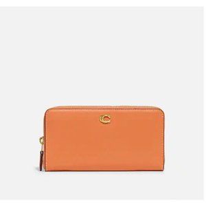 New Coach CH801 Accordion Zip Wallet Refined Calf Leather Faded Orange